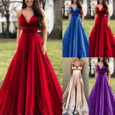 Dresses for Women 2022 Elegant Sexy Wedding Party Prom V-neck Sleeveless Sling Backless Satin Long Maxi Red Plus Size Clothes